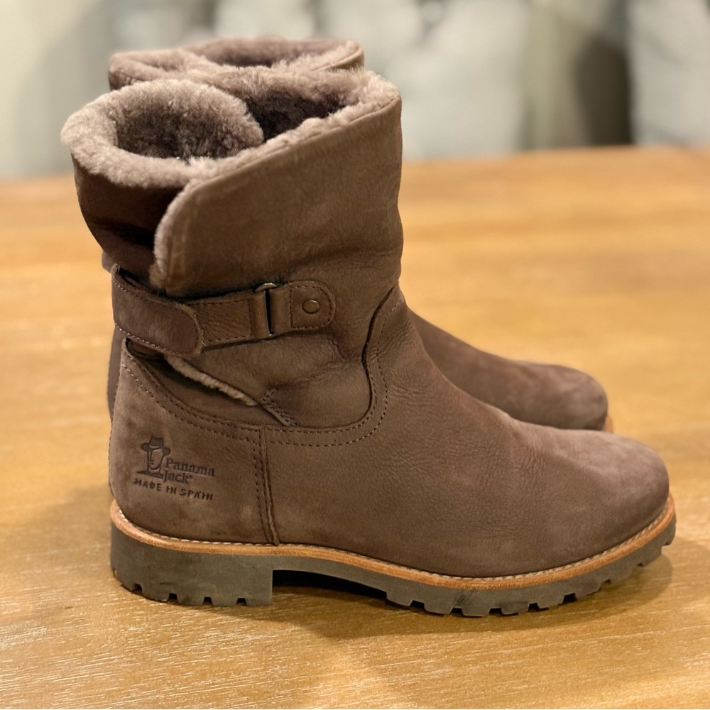Panama Jack Felia Igloo Grey Nubuck‎ Leather Boot with Sheepskin Lining Size 37